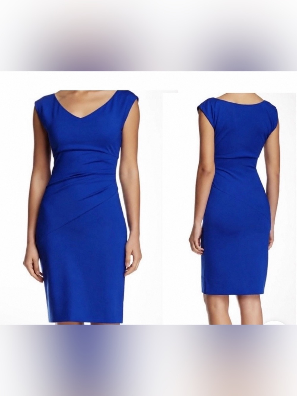 Diane Von Furstenberg Royal Blue V-Neck Cap Sleeve Sheath Dress